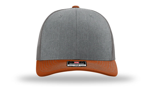 TRUCKER 112 HEATHER GREY • CHARCOAL • DARK ORANGE