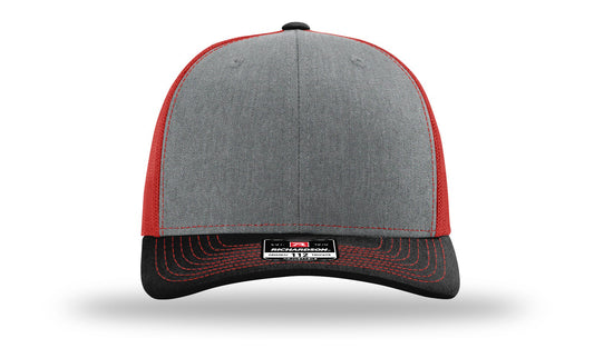 TRUCKER 112 HEATHER GREY • RED • BLACK