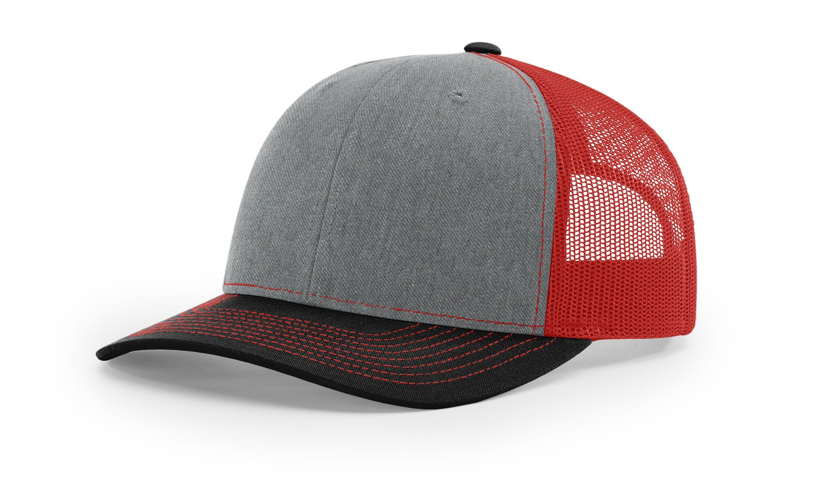 TRUCKER 112 HEATHER GREY • RED • BLACK